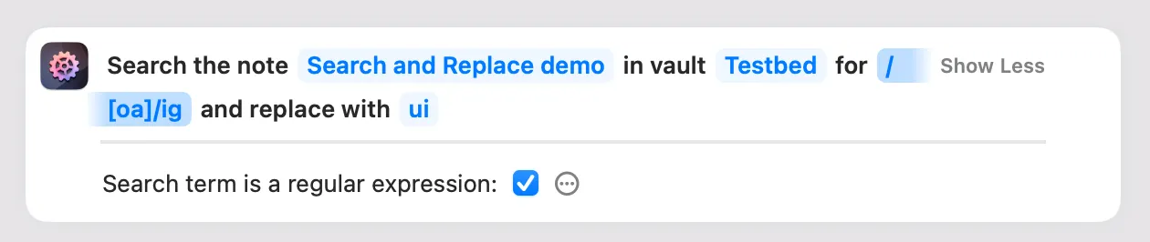 Screenshot of the action