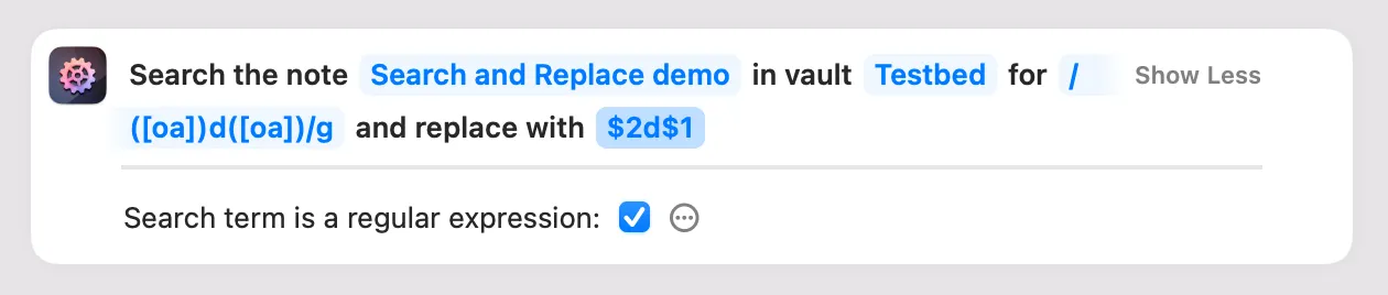 Screenshot of the action