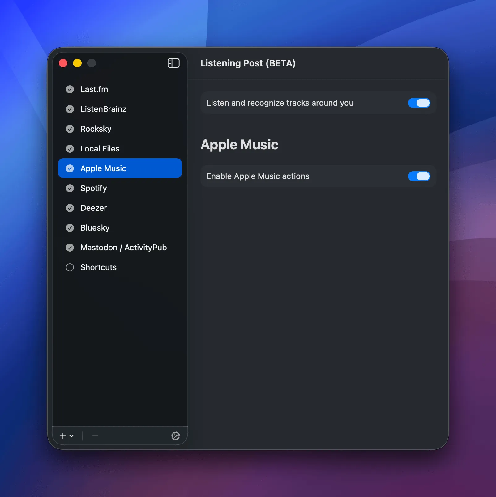 Apple Music channel configuration