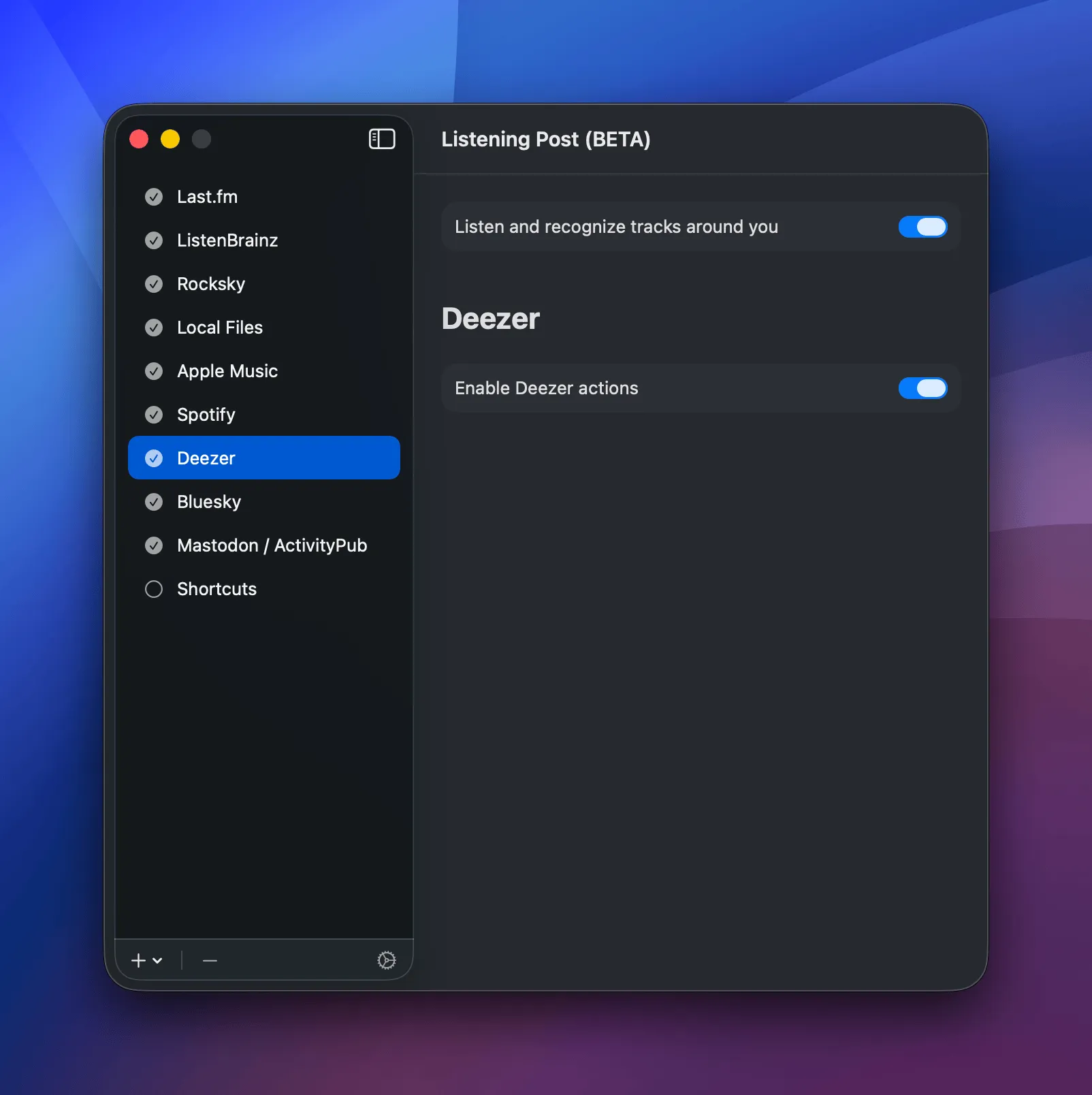 Deezer channel configuration
