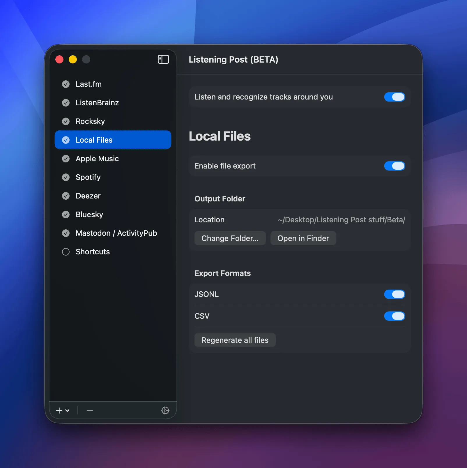 Local Files channel configuration