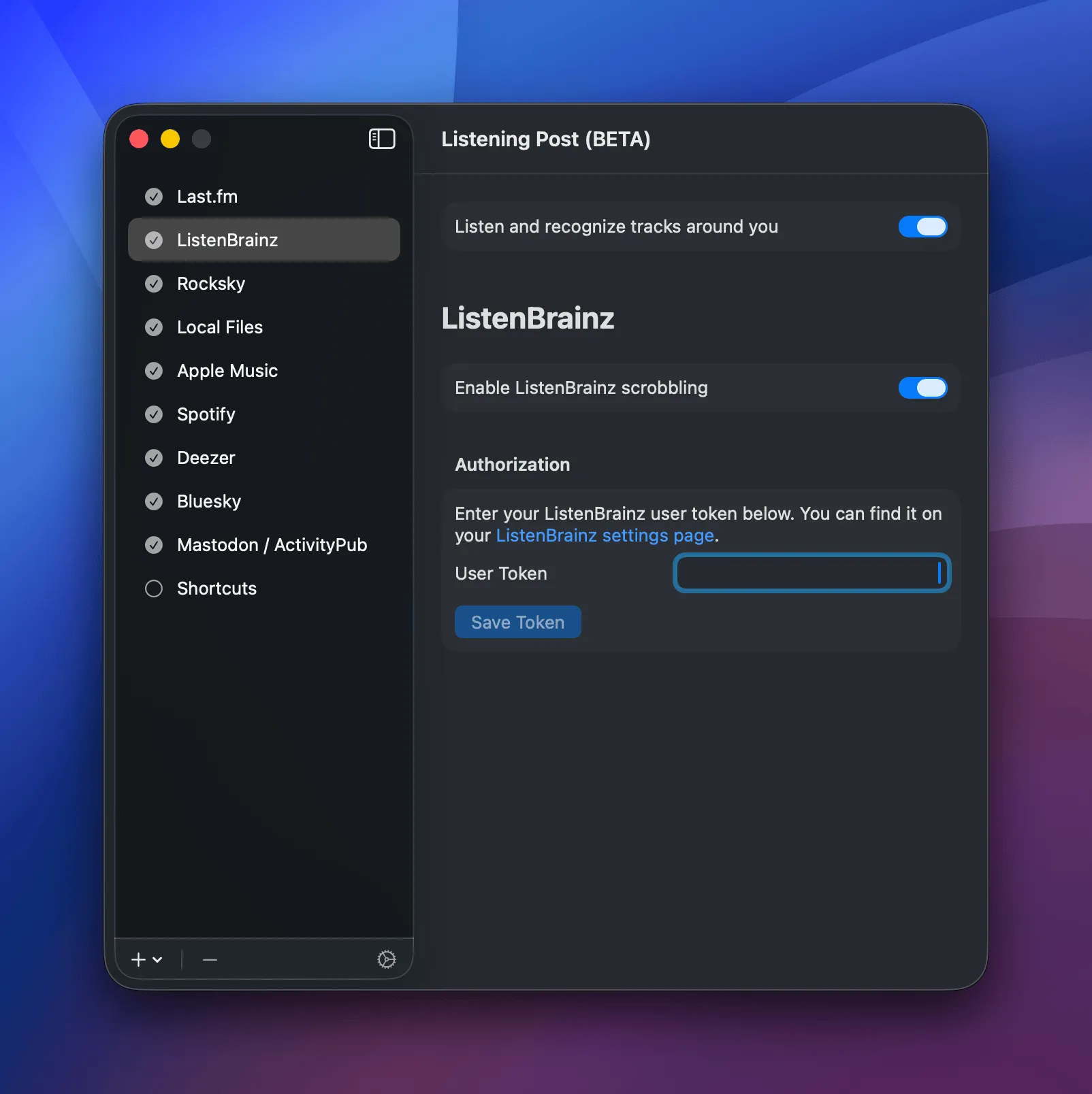ListenBrainz configuration