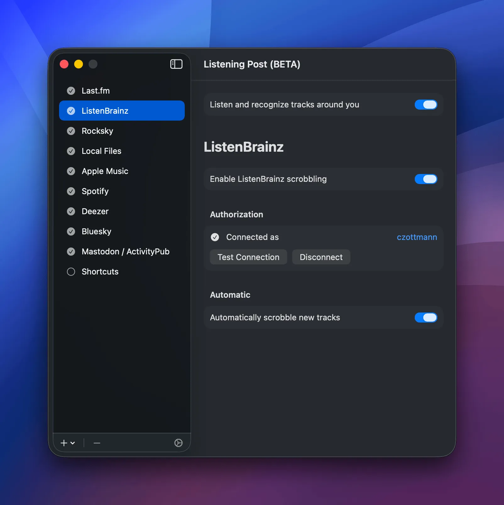 ListenBrainz connected