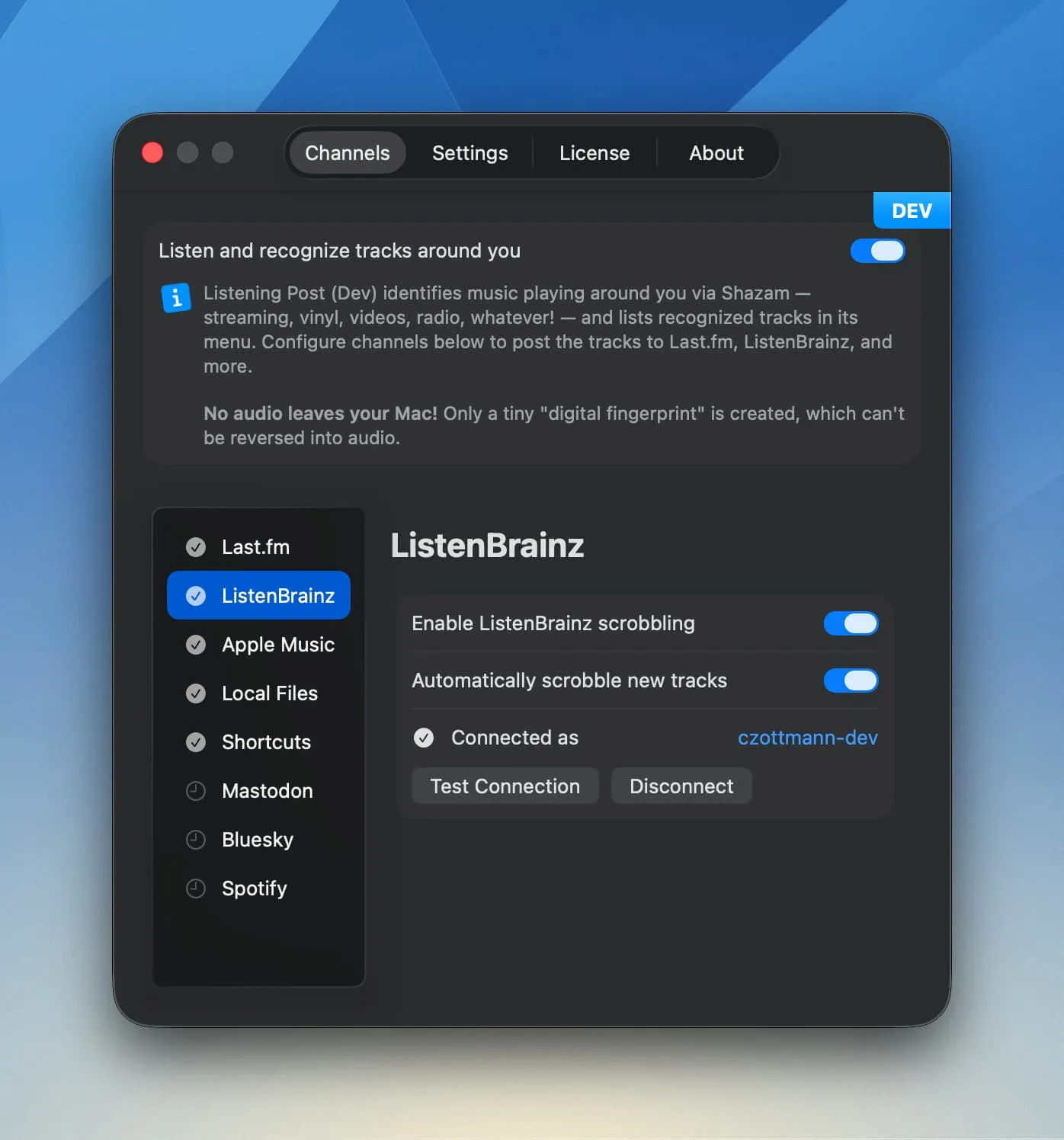 ListenBrainz connected