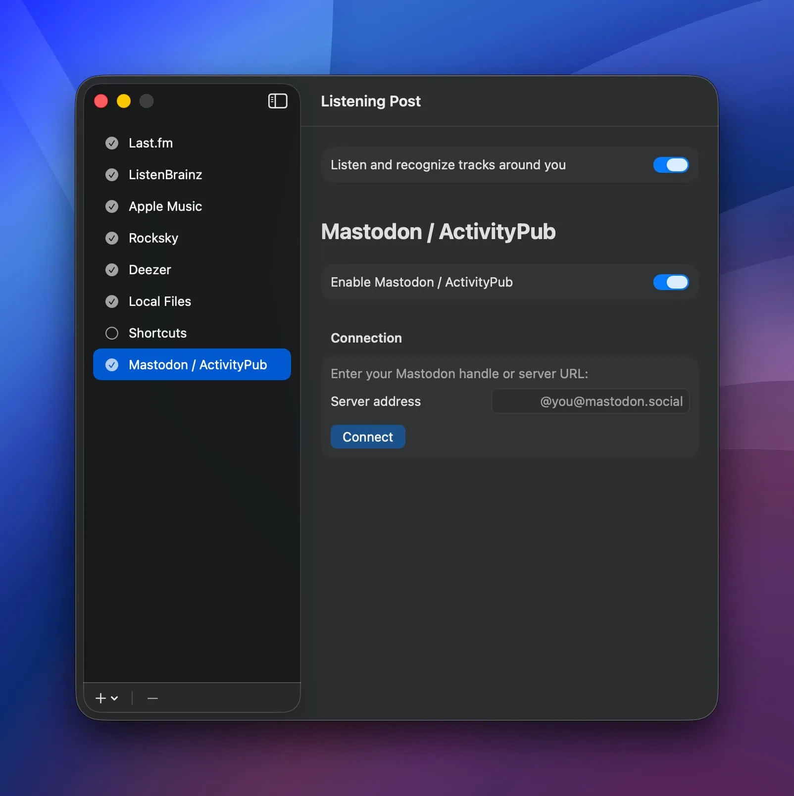 Mastodon channel configuration