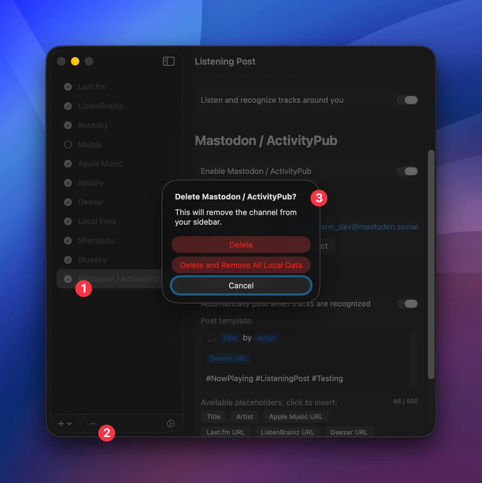 Delete channel confirmation