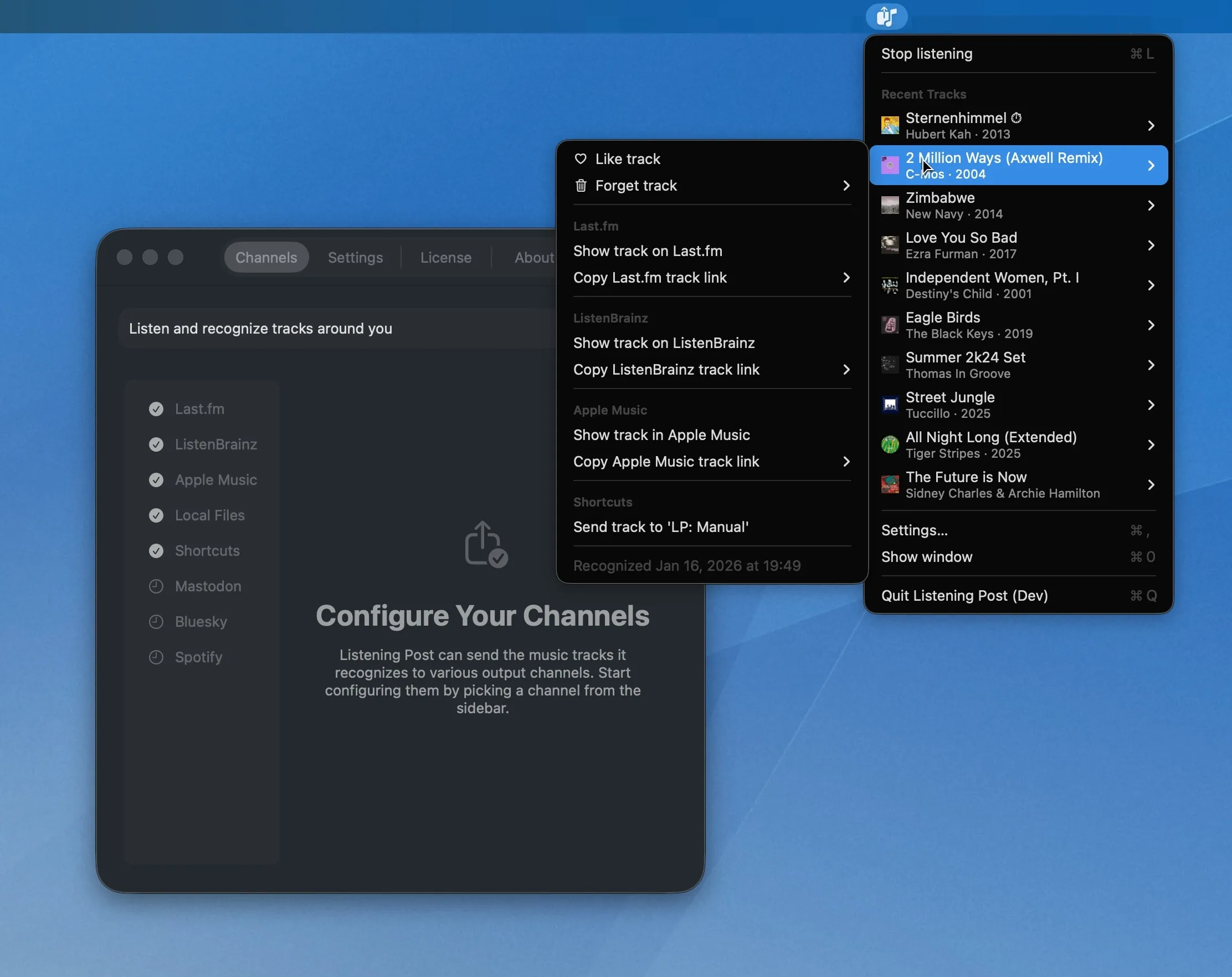 Listening Post main window